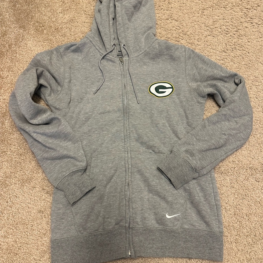 Gray Nike Zip-Up packers Hoodie